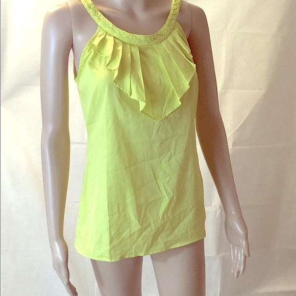 NWT Banana Republic Yellow Ruffled Halter Tank Top S - Picture 1 of 5